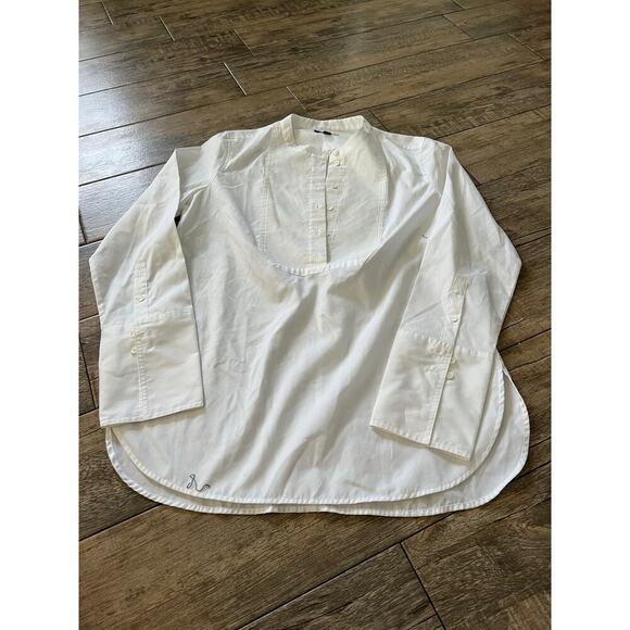 J.Crew Women's White Long Sleeves Button Up Tuxedo Tunic Shirt Top Size 8 - Picture 1 of 5